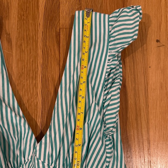 Skies Are Blue | Striped Green/Teal and White Dress with tie back - Picture 5 of 16